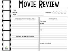 a movie review sheet with five stars on the top and one in the bottom corner