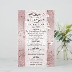 Floral Rose Gold Glitter - Program Brides Sister, Bride Flowers, Lutheran Church, The Rev, Rose Gold Glitter, Ring Bearer, Mother Of The Groom, Godmother, Gold Glitter