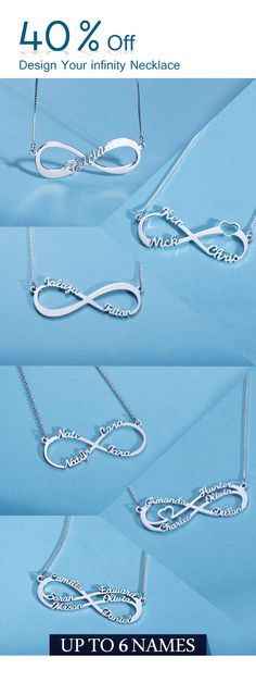 How many names do you want to have on your infinity necklace? Choose the best way to show your endless love 💞. Elegant Silver Infinity Name Necklace, Silver Infinity Clavicle Chain Jewelry, Personalized Infinity Jewelry, Silver Infinity Name Necklace, Personalized Infinity Silver Jewelry, Infinity Name Necklace For Mother's Day, Personalized Sterling Silver Infinity Name Necklace, Silver Infinity Name Necklace In Sterling Silver, Personalized White Infinity Jewelry