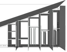 an architectural drawing of a house showing the roof and side walls, with open windows on each side