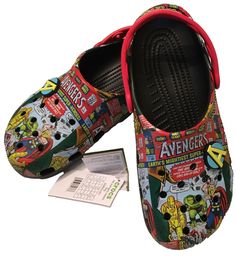 Disney Parks Marvel Avengers Crocs Clogs Adult Size M7  W9 Back Strap Colorful Avengers A, A Icon, Avengers Logo, Streetwear Shoes, Crocs Clogs, The Avengers, Disney Outfits, Back Strap, Marvel Avengers