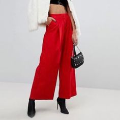 Never Worn, Perfect Condition! Red Wide Leg Pants, Floral Palazzo Pants, Satin Crop Top, Cropped Wide Leg Pants, Black Wide Leg Pants, Cotton Jumpsuit, Boho Pants, Flowy Pants, Womens Pants