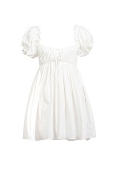 Angel Forever Dress, White Angel Sleeve Dress, Simple White Dress Puff Sleeve, White Mini Smock Dress, Dress Png, Float Dress, White Babydoll Dress, Late Evening, White Ruffle Dress