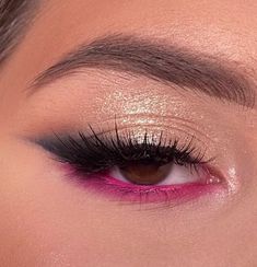 #makeup Pink And Black Eye Makeup, Cheer Makeup, Concert Makeup, Prom Eye Makeup, Dance Makeup