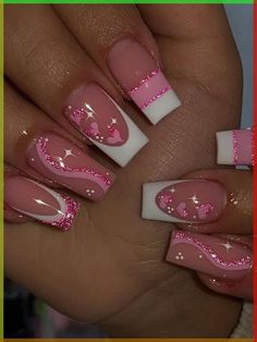 follow me!! Nail Art Paillette, Valentines Nail Art Designs, Valentine Nail Art, February Nails, Cute Acrylic Nail Designs, Acrylic Nails Coffin Pink