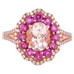 This collection features an array of magnificent morganites! Accented with diamonds these rings are made in rose gold and present a classic yet elegant look. The vibrant addition of red rhodolites perfectly assists the peachy hue of the morganite. Classic morganite ring in 18K rose gold with diamonds and rhodolites. Morganite: 1.17 carat oval checkerboard shape. Rhodolite: 1.07 carat round shape. Diamonds: 0.275 carat, G colour, VS clarity. Gold: 4.61g, 18K rose gold. Ring Size: US 6.75 - Size c Luxury Rose Colored Ring Jewelry, Luxury Pink Ruby Ring With Center Stone, Morganite Ring, High Heels Stilettos, Jewelry Rings Engagement, Morganite, 18k Rose Gold, Rose Gold Ring, Ring Verlobung