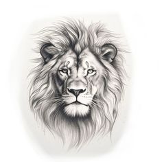 a black and white drawing of a lion's face