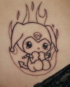 Kuromi Tattoo Ideas, Tattoo Ideas Simple, 16 Tattoo, Grunge Tattoo, Kawaii Tattoo, Inspiration Tattoos, Doodle Tattoo