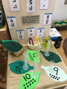 the table is set up with numbers and shapes