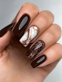 Brown Tone Nails, Chocolate Brown Nails Design, Trendy Nails Brown, November Nail Designs, Brown Nail Art, Brown Nails Design, November Nails, Fall Nail Art Designs, Trendy Nail Art Designs