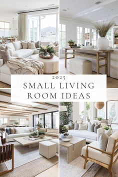 small living room decorating ideas with white furniture and neutral colors, including beige couches