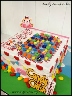 a birthday cake decorated with candy and candies