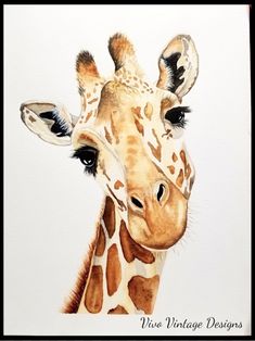 a painting of a giraffe's head with its eyes wide open