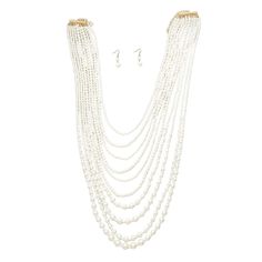 Elegance Unveiled: Cream Pearl 10-Strand Necklace, Graceful Layers from 28 to 50 inches. Luxury Long White Beaded Necklaces, Cowboy Crochet, Cream Necklace, Color Crema, Straw Handbags, Pearl Cream, Beaded Cuff, Guitar Strap, Wood Earrings