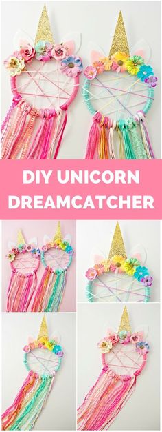 this unicorn dream catcher is so cute and easy to make