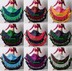 Mix-Color-Satin-12-Yard-Tiered-Gypsy-Skirt-BellyDance-Ruffle-Flamenco-Jupe-Gonna Ghagara Design, Beast Movie, Beauty And The Beast Movie, Indian Bridal Outfits, Skirt Style, Mix Color, Tier Skirt, Fantasy Fashion, Tiered Skirt