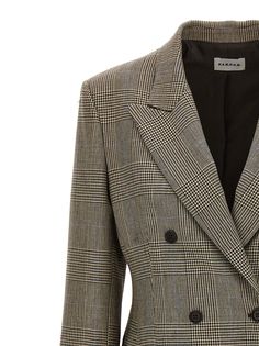 Prince of Wales 'Relax' viscose blend blazer with double-breasted button closure, pockets, long sleeves, back vents. Composition: 70% viscose, 30% wool Herno Jacket, Rick Owens Jacket, Italian Outfits, Prada Leather, Full Look, Womens Blazers, Prince Of Wales, Yoga Wear, Tory Burch Shoes