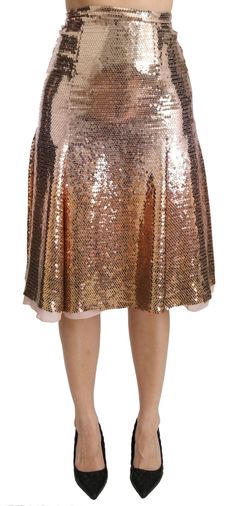 Dolce & Gabbana Gold Sequined High Waist Women's Skirt High Waist Midi Skirt, Gold Skirt, Skirt Model, Skirts Midi High Waisted, Dolce E Gabbana, Gold Sequins, Dolce & Gabbana, Skirt Suit, Evening Wear