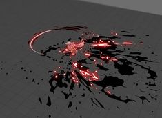 an animated image of red and black paint splattered on the floor with lightening