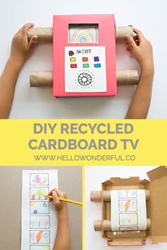 this diy recycled cardboard tv is so easy to make and it's perfect for kids