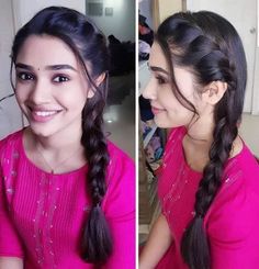 India Hairstyles Simple, Braids For Saree Look, Indian Hairstyles For Kurti, Simple Hairstyles For Kurti Long Hair, Indian Hair Styles For Kurti, Hairstyles For Kurti For Women Long Hair, Kurti Hairstyle For Medium Hair, India Hairstyles Traditional