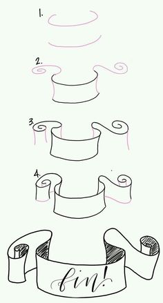 how to draw a ribbon with pencils step by step