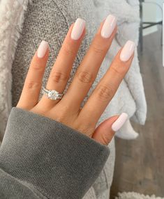 Wedding Nails 2023 Bride, Gel Nails For Engagement, Spring Engagement Nails, Classy Nails For Wedding, Square Cream Nails, Bride Nails 2023, Neutral Color Nails Acrylic, Wedding Nails For Bride 2023, Long Squoval Nails