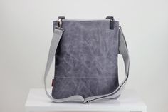 $45 Light Grey Waxed Foldover Bag, Small Waxed Fold Over Canvas Bag, Zipper Closure, Cotton Long Strap, Dual-Use, Crossbody and Shoulder Use Bag Foldover Bag, Cotton Purse, Waxed Canvas Bag, Folding Bag, Gorgeous Bags, Leather Zipper, Everyday Bag, Stylish Bag, Custom Bags