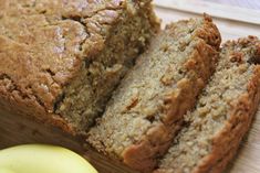 sliced banana bread sitting on top of a cutting board