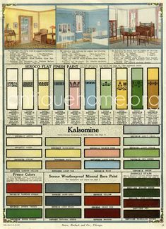 an old fashioned kitchen and dining room color chart