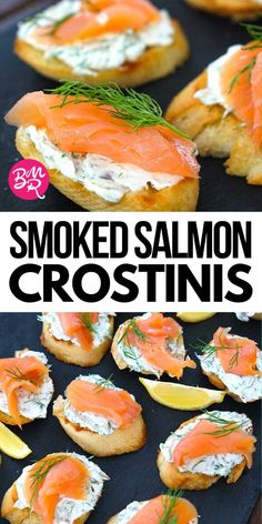 Smoked salmon crostini - great as cold appetizers for a dinner party with friends or family. Smoked Salmon Recipes Appetizers, Salmon Appetizer Recipes, Salmon Appetizer