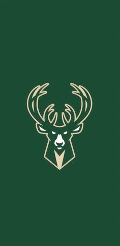 a deer's head with antlers is shown in the middle of a green background