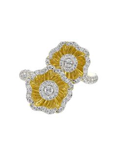 Halo Flower Yellow Gold Ring | Marchesa Yellow Gold Flower Ring With Diamond Accents, Elegant Yellow Flower Shaped Ring, Luxury Yellow Gold Flower Ring With Brilliant Cut, Yellow Flower Ring For Anniversary, Elegant Yellow Flower-shaped Ring, Yellow Gold Diamond Flower Ring, Yellow Gold Flower-shaped Ring With Diamond Accents, Gold Flower Ring With Diamond Accents, Luxury Flower Shaped Yellow Gold Diamond Ring