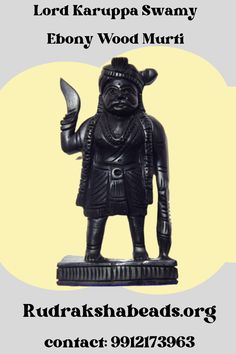 Lord Karuppa Swamy Ebony Wood Murti Long Life, Long Lasting, Size 4