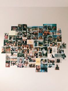 a collage of photos is hanging on the wall