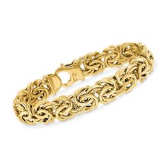 PRICES MAY VARY. ITALIAN 14KT YELLOW GOLD — Italian 14kt yellow gold wide Byzantine bracelet. Polished finish. 7 in. long. 12mm wide. 13.6 grams. Lobster clasp. THE FINISHING TOUCH — With its luxurious design, this Byzantine bracelet adds a feminine accent to any style. Pair it with your casual or formal attire. HANDCRAFTED — Wear our Byzantine bracelet with pride, knowing that extra care and attention to detail was given in its creation. The craftsmanship and unmatched quality of this piece is Byzantine Bracelet, Byzantine Necklace, Curved Bar Necklace, Blue Topaz Bracelet, Silver Jewellery Sets, Natural Gold, Pretty Bracelets, Fine Jewelry Bracelets, Glass Bead Necklace