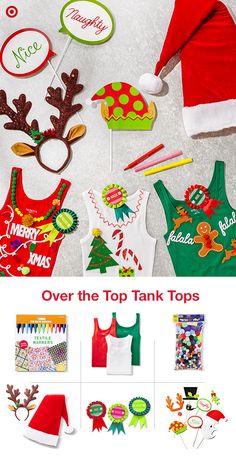 the top tank tops are decorated with christmas decorations