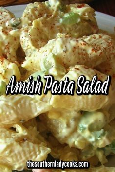 Large bowl of this Amish salad made with celery, pasta, mayo, pickles relish, sour cream, peppers and more. Amish Pasta Salad, Amish Pasta, Maple Baked Beans, Classic Old Fashioned, Old Fashioned Recipe, Potato Rice, Pasta Salad Recipe, Rice Pasta