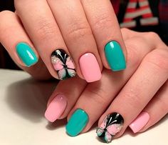 Short Coffin Nails Designs, Butterfly Nails, Matte Nails Design, Simple Gel Nails, Nail Art Designs Videos