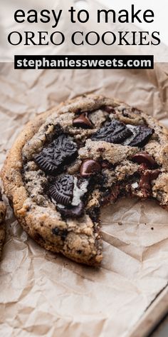 an oreo cookie is cut in half with the words easy to make oreo cookies above it