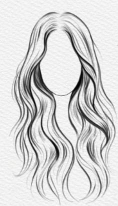 a drawing of a woman's head with long, curly hair in the center