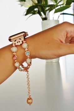 The perfect blend of sophisticated and feminine, this stylish Apple Watch Bracelet features an integrated diffuser.  You can now wear your favorite essential oils on your wrist all day, encapsulated in a beautiful little lock that emanates a delicate scent.  This stunning Apple watch band is a definite crowd-pleaser. Get it now with 75% OFF while stock lasts! Apple Watch Bracelet, Apple Watch Bracelets, Watch Band Bracelet, Phone Stuff, Watch Bracelet, Band Bracelet, Crowd Pleaser, Apple Watch Band, Essential Oil Diffuser