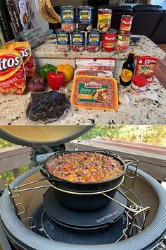 the food is being prepared and ready to be cooked on the stove top in the kitchen