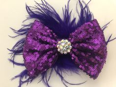 Dance Costume, Purple Black Feather Clip, Custom Dance Hair piece, Black Feather Hair Bow, Dance competition, All colors Sequin Feather Bow by FancyGirlBoutiqueNYC on Etsy Dance Hair Piece, Feather Hair Bows, Dance Competition Hair, Feather Hair Pieces, Black Hair Bow, Dance Hair, Competition Hair, Black Hair Bows, Black Hair Clips