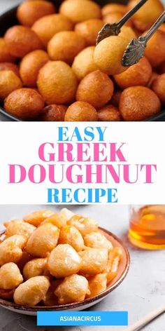 the recipe for greek doughnuts is shown here