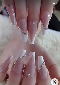 Pink Nail Colors, Heart Nail, Fancy Nails Designs, French Acrylic Nails, Trendy Nail Design, Luxury Nails, Long Acrylic Nails