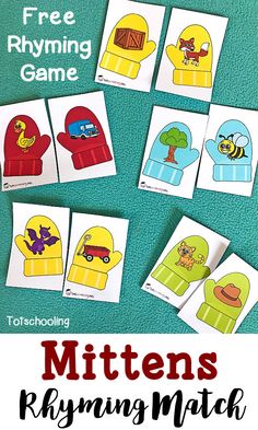 free printable mittens rhyming matching game for toddlers