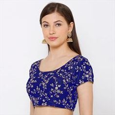 Blue color Blouse in Dupion Silk fabric with Embroidered work Blue Floral Embroidered Tops For Wedding, Blue Floral Embroidery Tops For Wedding, Elegant Blue Blouse With Resham Embroidery, Fitted Blue Blouse With Floral Embroidery, Festive Blue Top With Floral Embroidery, Blue Embroidered Blouse For Festive Occasions, Blue Embroidered Fitted Blouse, Festive Blue Embroidered Blouse, Fitted Blue Embroidered Blouse