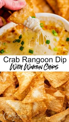 crab rangoon dip with women's chips is an easy and delicious appetizer