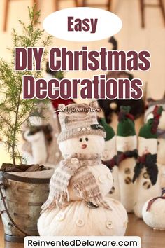 Transform sweaters you no longer wear into festive handmade holiday decor. This DIY snowman is simple and budget-friendly! Head over to my blog, Reinvented Delaware, for more DIY decor inspiration! Laundry Room Decorating, Diy Snowman, Bedroom Decor Inspiration, Diy Christmas Decorations Easy, Charming Christmas, Christmas Projects Diy, Upcycle Projects, Handmade Holiday